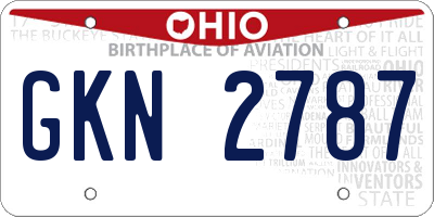 OH license plate GKN2787