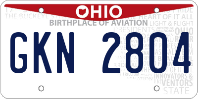 OH license plate GKN2804