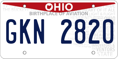 OH license plate GKN2820