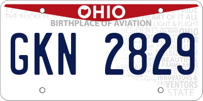 OH license plate GKN2829