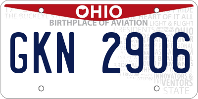 OH license plate GKN2906