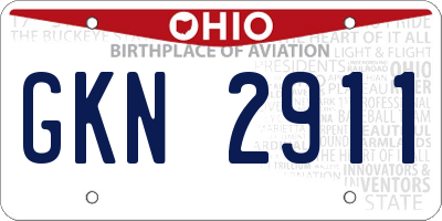 OH license plate GKN2911
