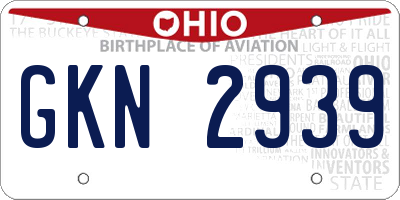 OH license plate GKN2939