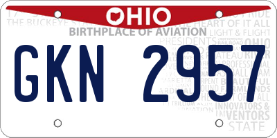 OH license plate GKN2957