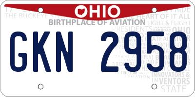 OH license plate GKN2958
