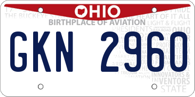 OH license plate GKN2960