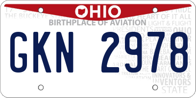 OH license plate GKN2978