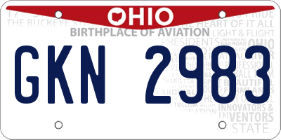 OH license plate GKN2983