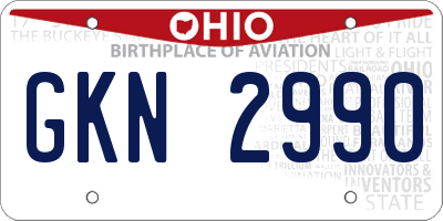 OH license plate GKN2990