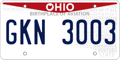 OH license plate GKN3003