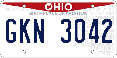 OH license plate GKN3042