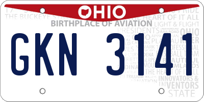 OH license plate GKN3141