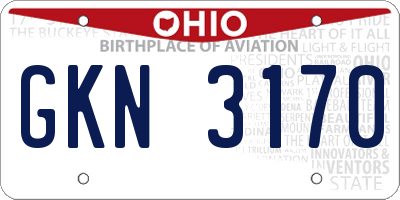 OH license plate GKN3170