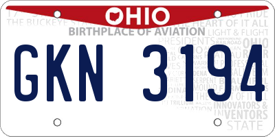 OH license plate GKN3194