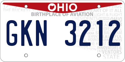 OH license plate GKN3212