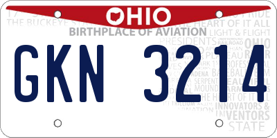 OH license plate GKN3214