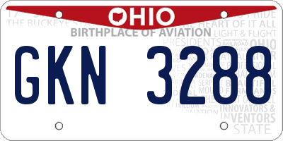 OH license plate GKN3288