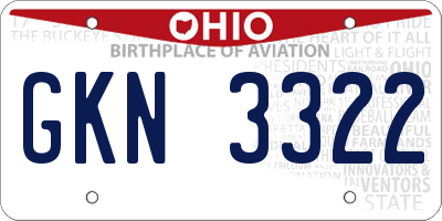 OH license plate GKN3322
