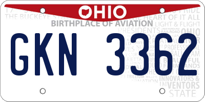 OH license plate GKN3362