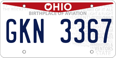 OH license plate GKN3367