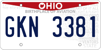 OH license plate GKN3381
