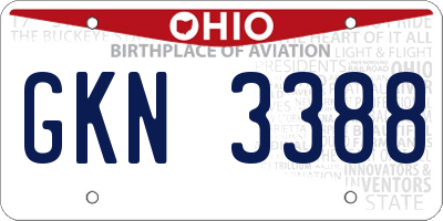 OH license plate GKN3388