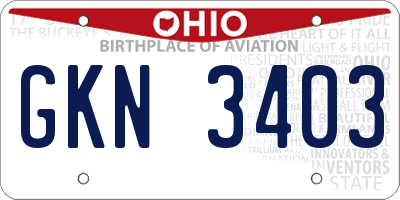 OH license plate GKN3403
