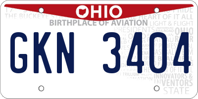 OH license plate GKN3404