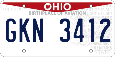 OH license plate GKN3412