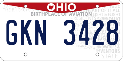 OH license plate GKN3428