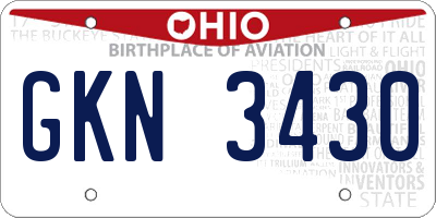 OH license plate GKN3430