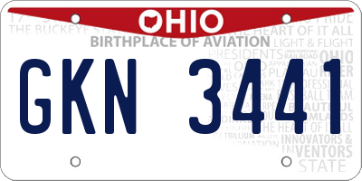 OH license plate GKN3441