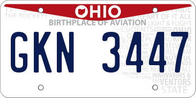 OH license plate GKN3447