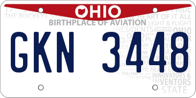 OH license plate GKN3448
