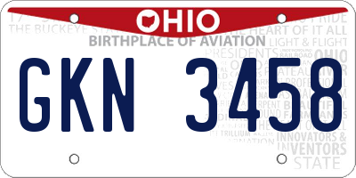 OH license plate GKN3458