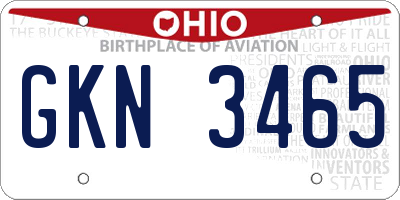 OH license plate GKN3465