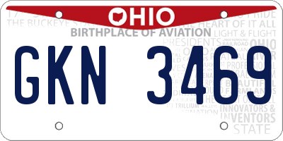 OH license plate GKN3469