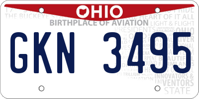 OH license plate GKN3495