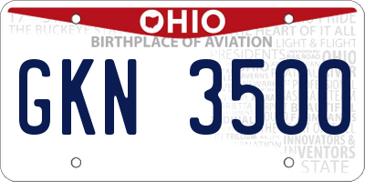 OH license plate GKN3500