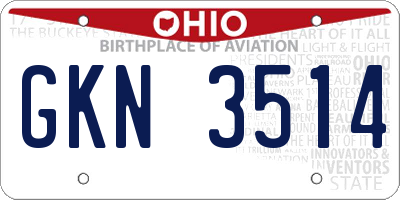 OH license plate GKN3514