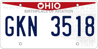 OH license plate GKN3518