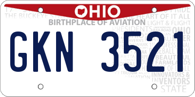 OH license plate GKN3521