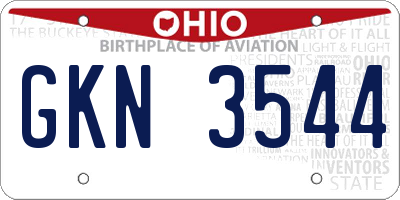OH license plate GKN3544