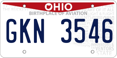 OH license plate GKN3546