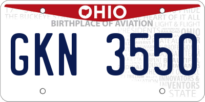 OH license plate GKN3550