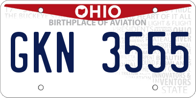 OH license plate GKN3555