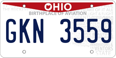 OH license plate GKN3559