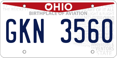OH license plate GKN3560