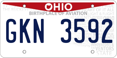 OH license plate GKN3592