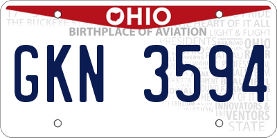 OH license plate GKN3594
